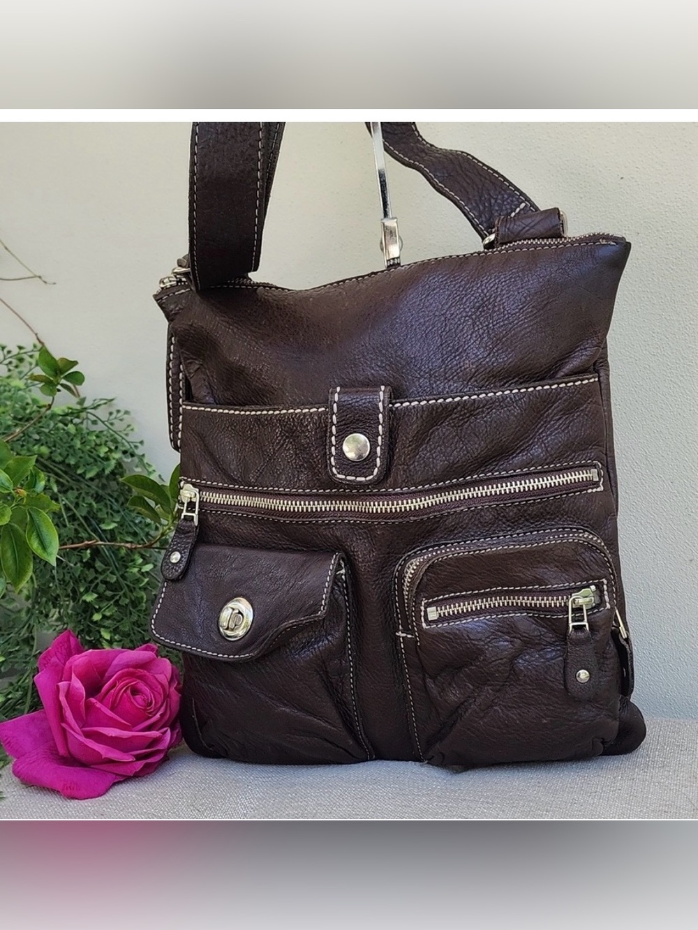 Vintage Roots Brown Leather Large Village Bag